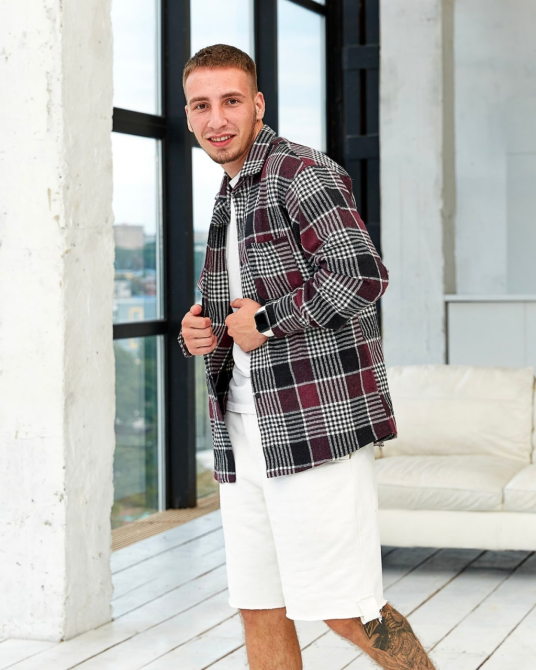 Сорочка чоловіча тепла байка Бордовий M Харків - фото 1