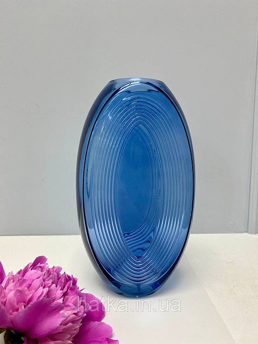 Ваза скляна 11,5*8,5*26,5 см Марокко" синє товсте скло Київ - фото 5