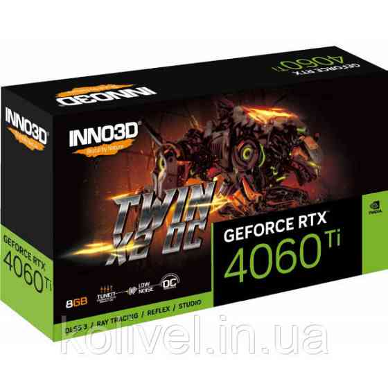 GeForce RTX4060 Ti Inno3D TWIN X2 OC, 8GB GDDR6, 128bit, PCI Express 4.0 X8 (N406T2-08D6X-171153N) Киев
