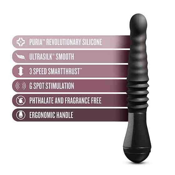Пульсатор Blush Temptasia – Lazarus Thrusting Dildo – Black, ребристый ствол, 3 скорости Sex Aura Киев