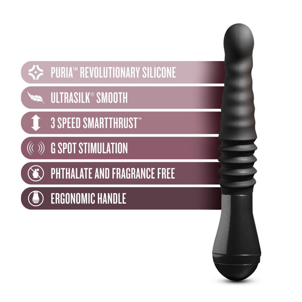 Пульсатор Blush Temptasia – Lazarus Thrusting Dildo – Black, ребристый ствол, 3 скорости Sex Aura Киев - изображение 2