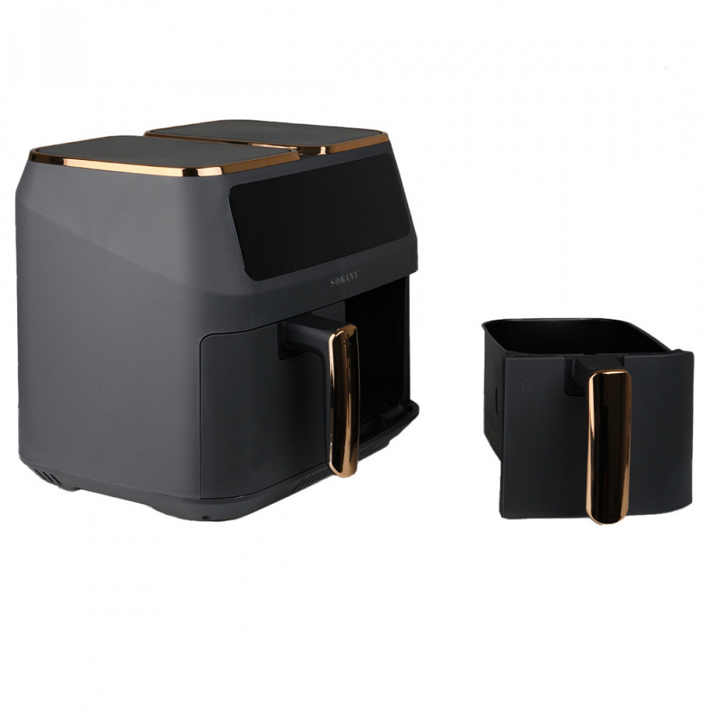 Sokany Аерогриль-фрітюрниця SOKANY SK-ZG-8030 на 8 літрів 2 відділення сіра Коломия - фото 5