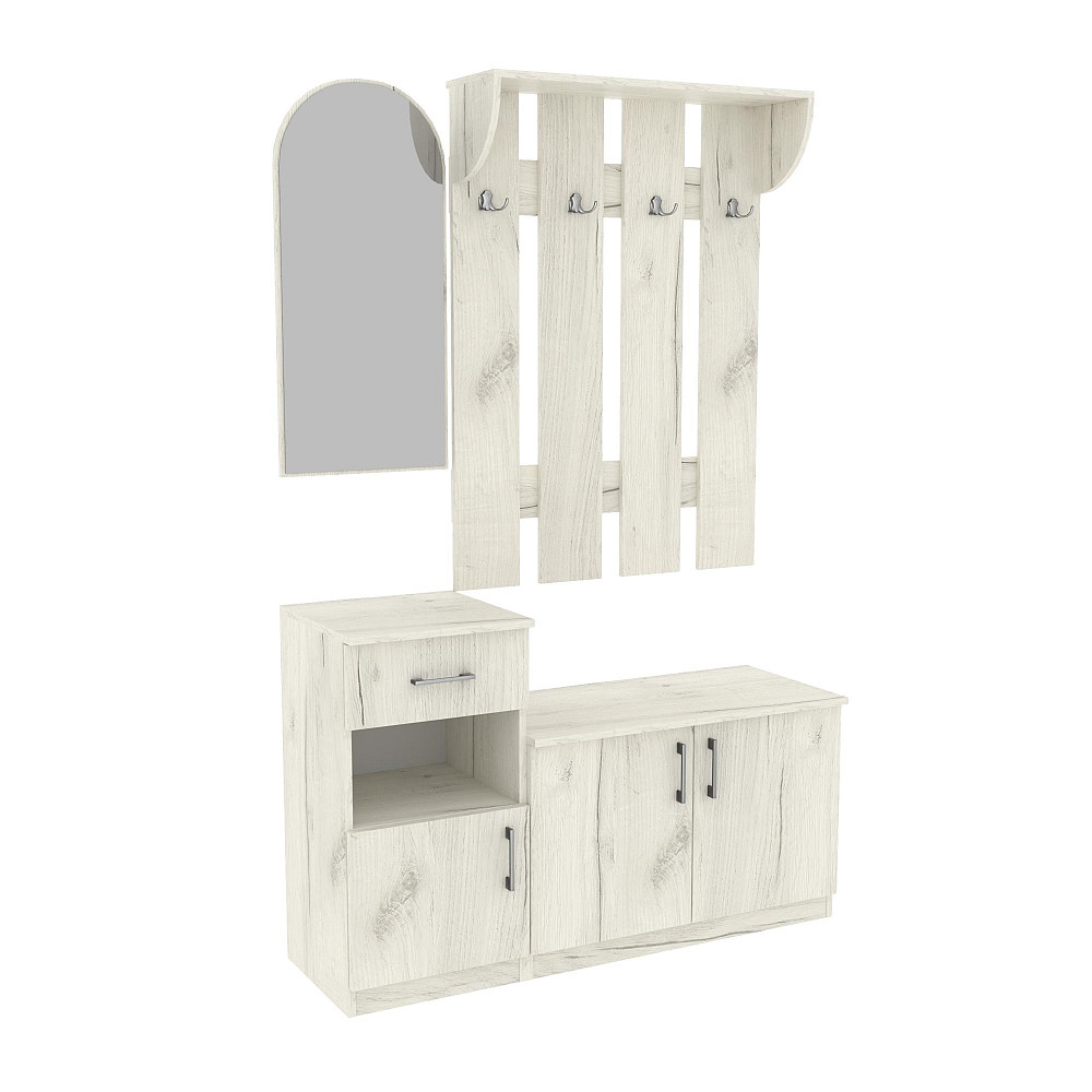 Прихожая Алиса, Дуб Крафт Білий, 1000/400/1880 Львов - изображение 1