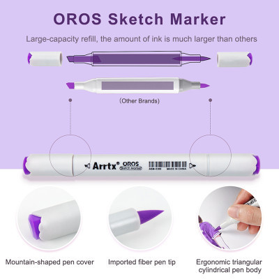 Художественный маркер Arrtx спиртовые Oros ASM-03-ACS1-02 12 цветов (LC302789) Винница - изображение 7