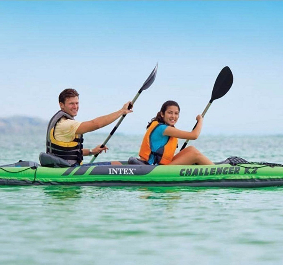 Двомісна надувна байдарка каяк Intex 351 х 76 см,з веслами та насосм Київ - фото 3