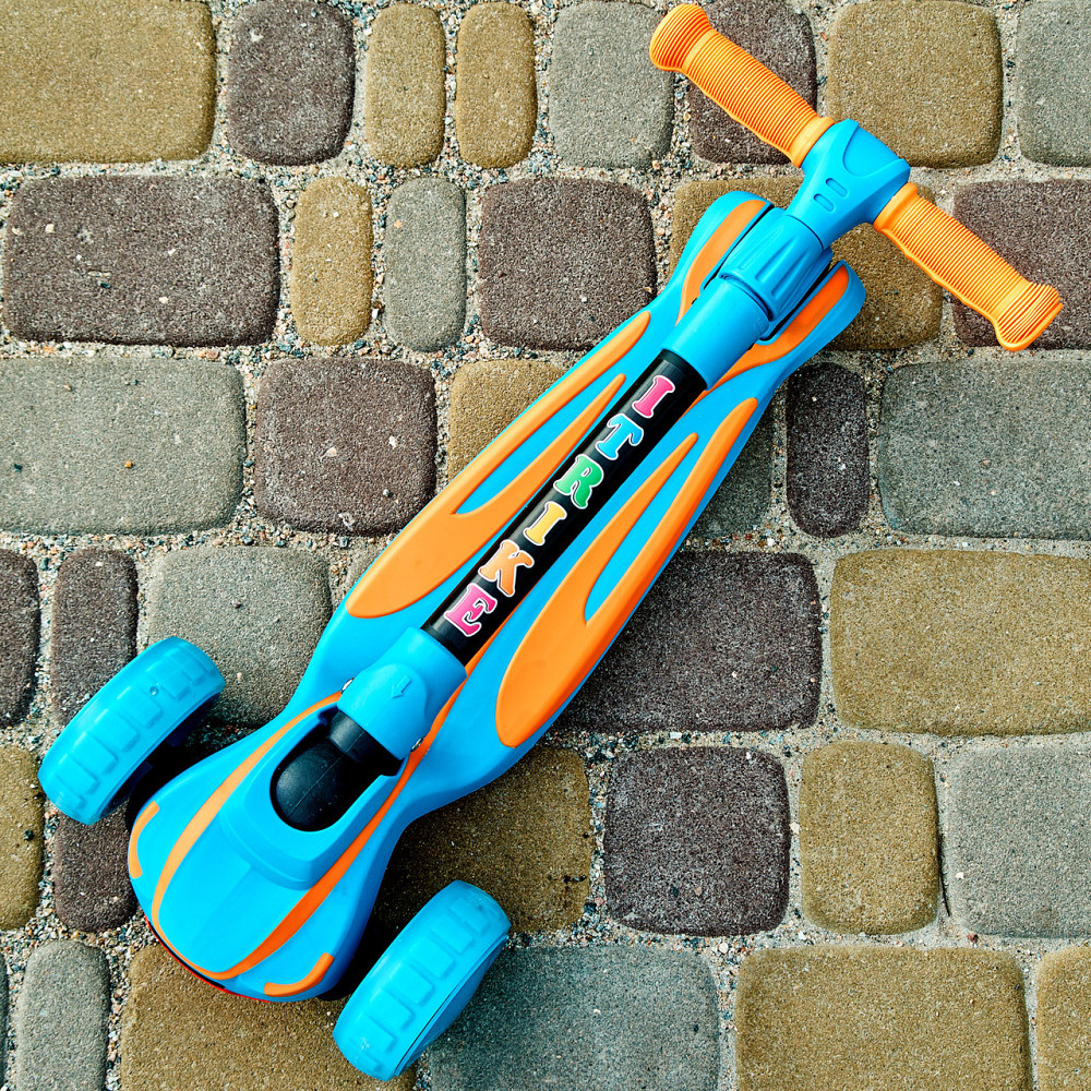 Детский складной трехколесный самокатSPORT KIDS 2585 с подсветкой колес Голубой Каменец-Подольский - изображение 3