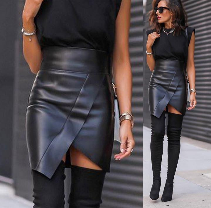 Асиметрична шкіряна спідниця на флісі "Terry" оптом | Розпродаж моделі 42 Київ - фото 3