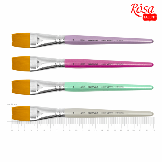 Кисть синтетика плоская ДЛЯ ДЕКОРА HOBBY & CRAFT 28 короткая ручка ROSA TALENT Киев
