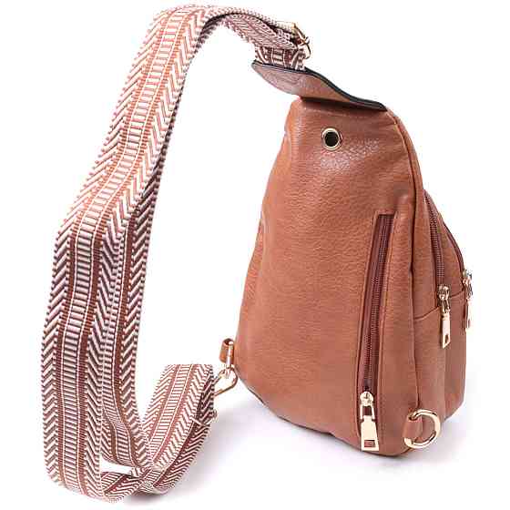 Практичная женская сумка через плечо с отверстием для наушников из экокожи Vintage 22789 Рыжий Киев