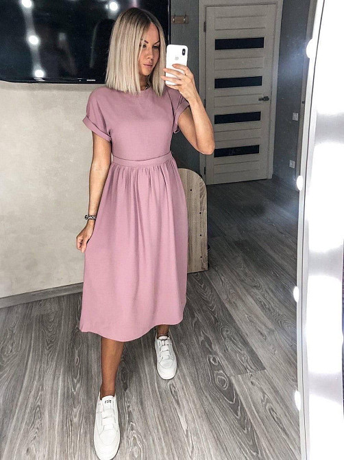 Жіноче плаття міді з короткими рукавами "Валенсія" оптом та по дропшипінгу | Норма Фрезовий, 42 Київ - фото 2