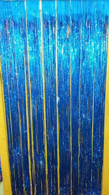 Дождик на елку новогодний рифленный 150 см на 22 см синий Киев - изображение 2