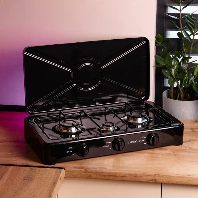 Газовая плита SK-07003 настольная одноконфорочная 5,4 кВт с регулировкой пламени компактная Одесса - изображение 1
