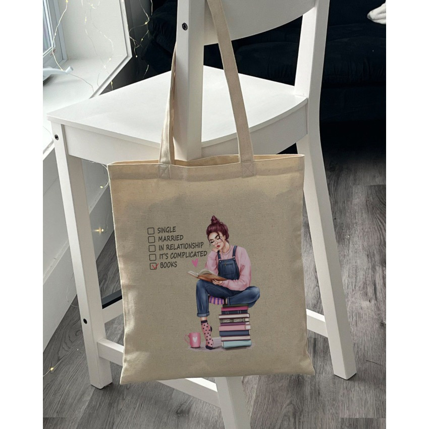 Екошопер BookOpt BK4068 "BOOKS - джерело знань" бежевий Київ - фото 9