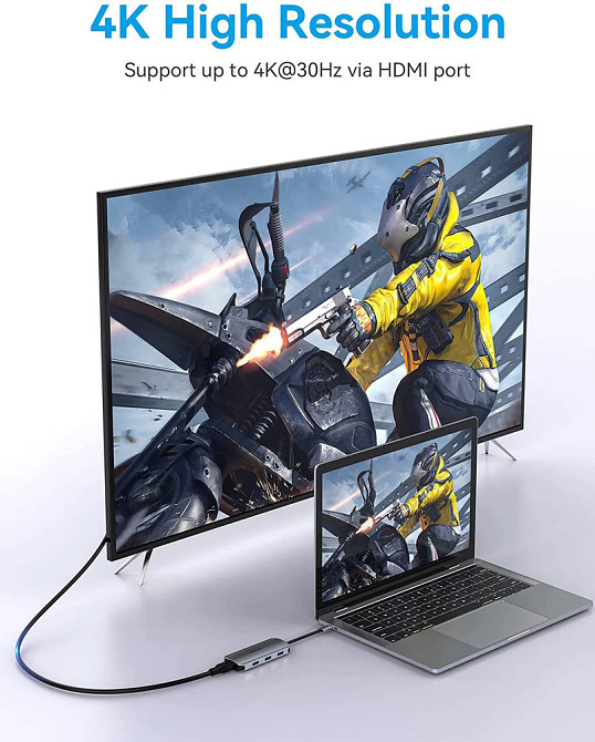 USB-хаб Vention USB-C з HDMI, USB 3.0, SD/TF, 0.15M, Сірий Київ - фото 9