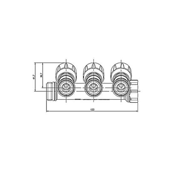 Колектор з регулюючими вентилями на 3 вих. Roho R809-03 - 3/4"x3/4" EK (RO0250) Київ