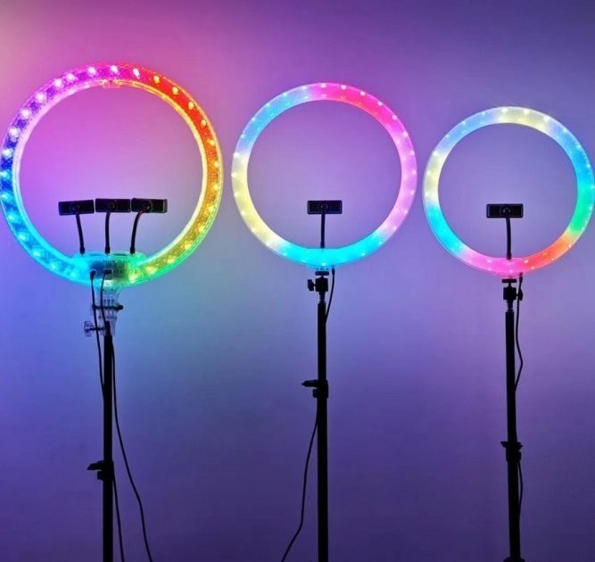 Кольцевая лампа 3-D 26 см RGB цветная двухсторонняя Селфи кольцо Киев - изображение 3