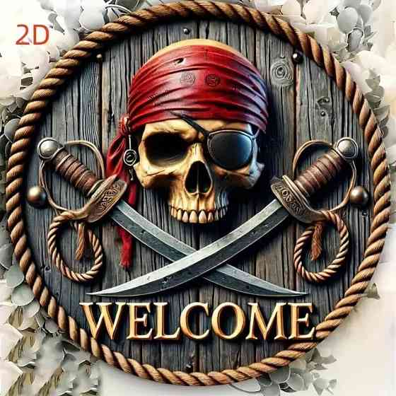 Табличка 2D вхідна на піратську вечірку Welcomе кругла. Мод. 3 Київ