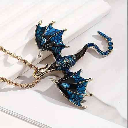 Подвеска с драконом на цепочке – античное золото с кристаллами, фантазийное украшение Киев