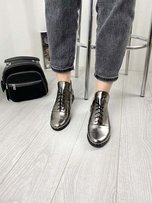 Жіночі черевики срібні з натуральної шкіри демісезонні весна-осінь р. 36, 39 (БТ/02 1234) / Чер Коломия - фото 6