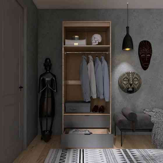 Шкаф для одежды с выдвижными ящиками Эверест Сити-800 80,2х50х204,6 см Дуб сонома/Графит (DTM-071142) Днепр