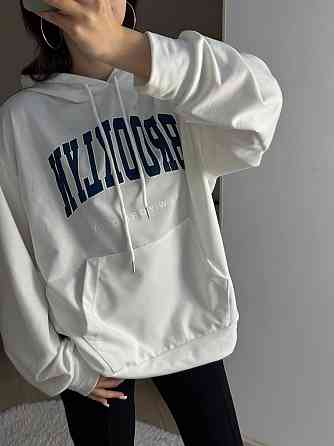 Жіноча повсякденна оверсайз худі з накатом турецька двонитка Молочний Одеса