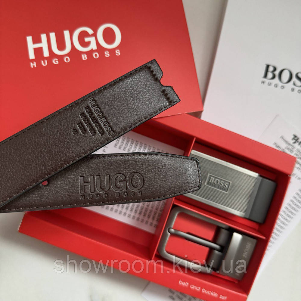Чоловічий подарунковий набір (ремінь із двома пряжками) H.Boss (218) Київ - фото 6