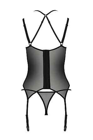 Корсет Passion DROSERA CORSET black, L/XL, з кріпленнями для панчіх, трусики в комплекті Sex Aura Київ