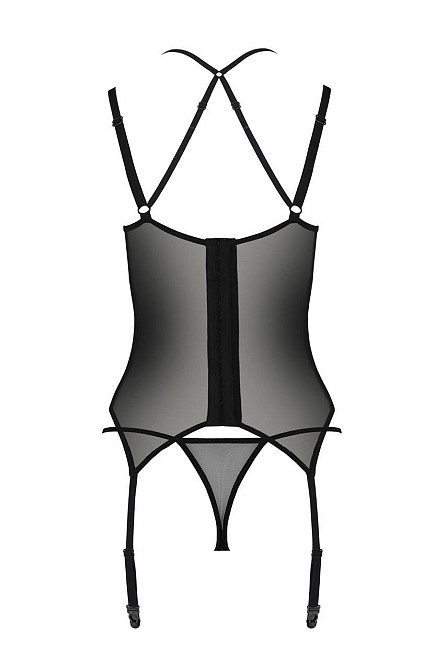 Корсет Passion DROSERA CORSET black, L/XL, с креплениями для чулок, трусики в комплекте Sex Aura Киев - изображение 4