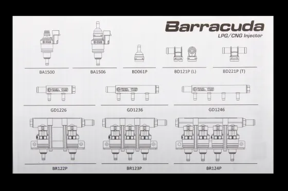 Форсунка ГБО Alex Barracuda 120 Нл/мин (4 шт. с рейкой и штуцерами) Винница