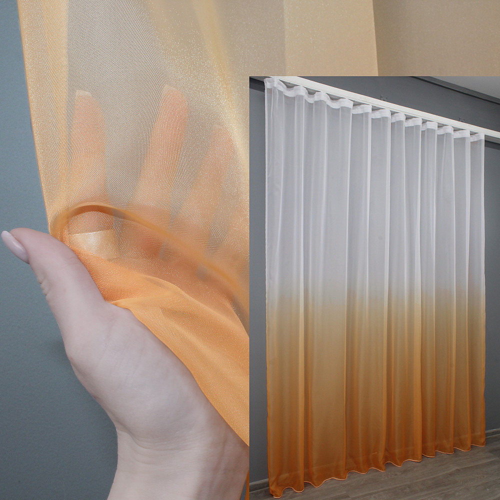 Тюль VR-Textil 754т Омбре шифон Оранжевый с белым 300х270 см (42-0175) Киев - изображение 1