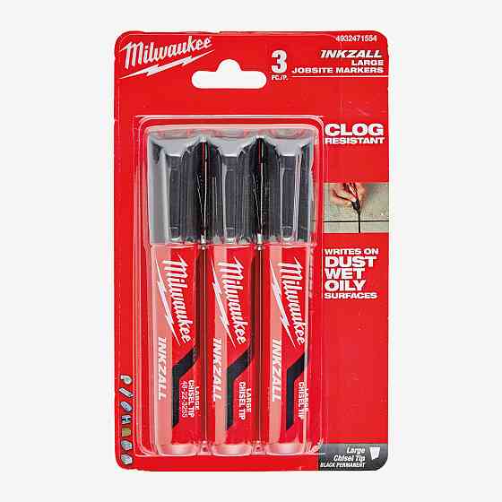 Маркер для будмайданчика InkZAll MILWAUKEE, великий (L), чорний (3шт) Одеса