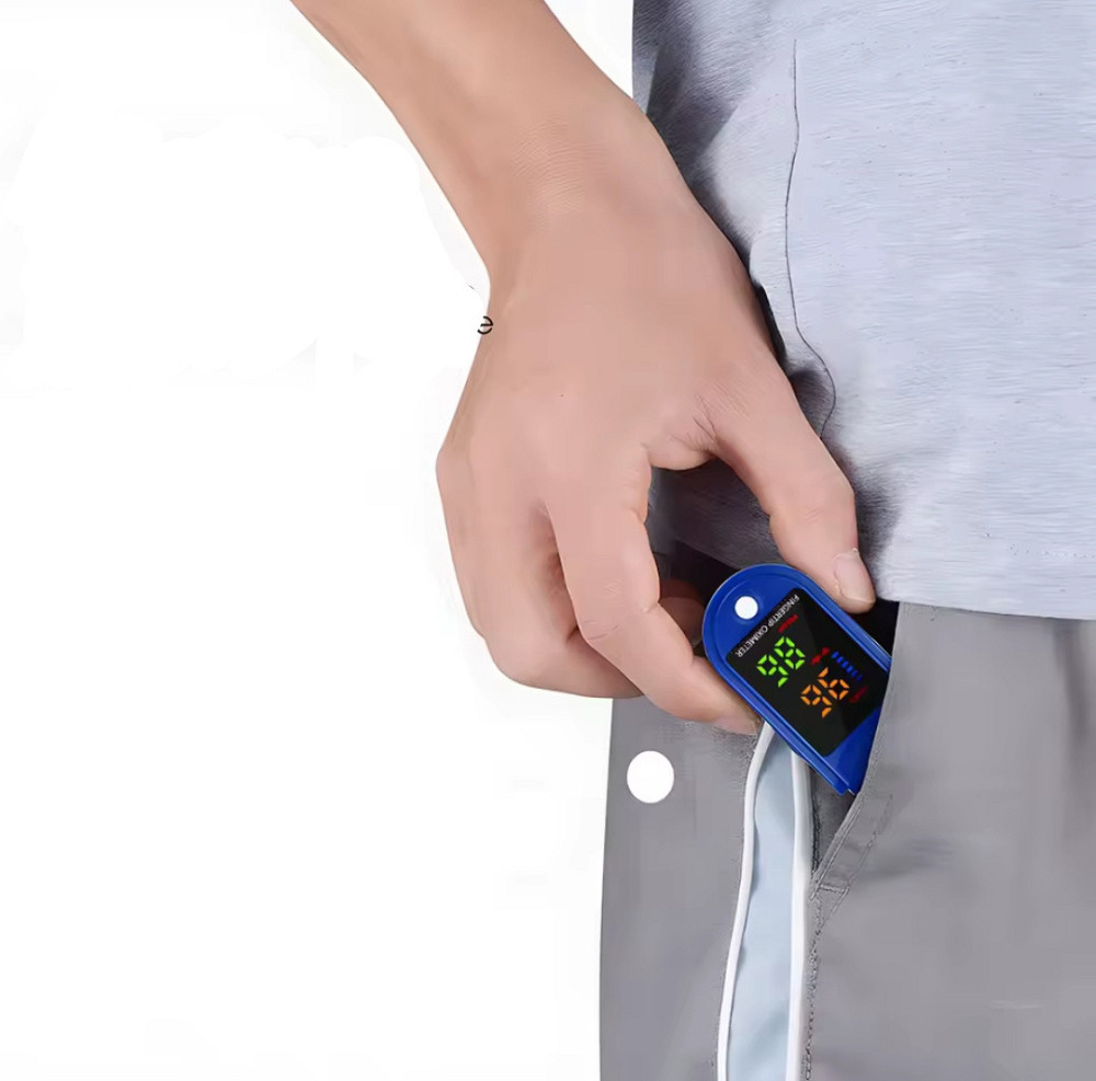 Пульсоксиметр на палец для измерения пульса цветной дисплей синий Киев - изображение 6