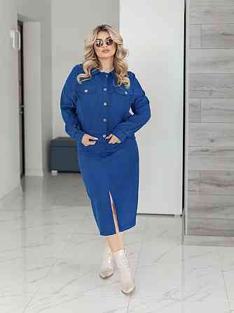 Жіночий костюм з мікровельвету Favorit 46-48, Джинс Київ