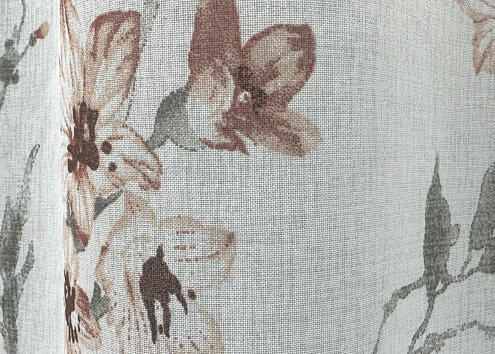 Тюль VR-Textil 1539т Flora Батист Белый с терракотово-серым 400х270 см (42-1178) Киев - изображение 6