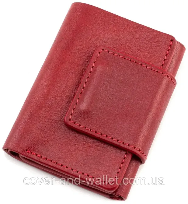 Небольшой женский кожаный кошелек пудроыого цвета ручной роботы Grande Pelle Красный Киев - изображение 1