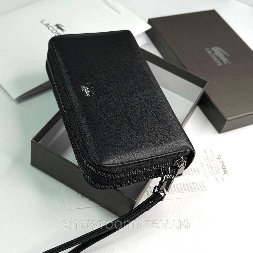 Кожаный брендовый кошелек клатч на два отделения Lacoste (6614) Киев - изображение 6