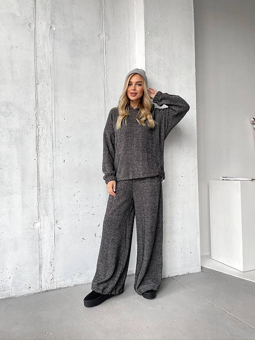 Женский теплый уютный костюм двойка из альпаки Черный, 42/44 Одесса - изображение 1