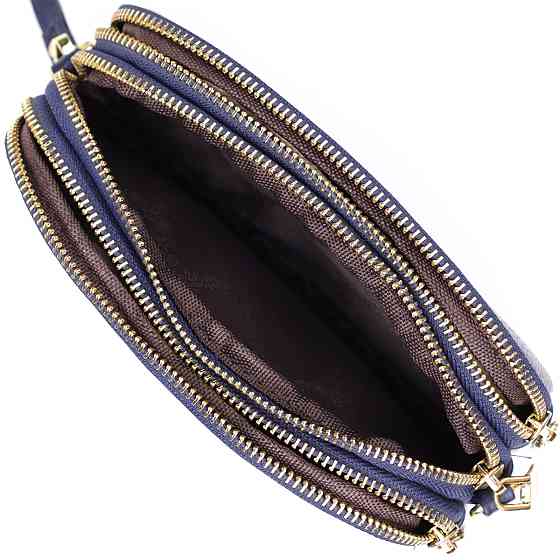 Шкіряна сумка на три відділення для жінок Синій (Vintage) Київ