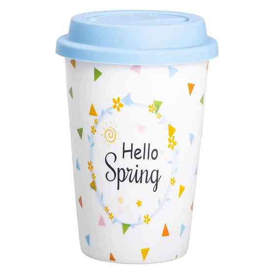 Liling Rongxiang Ceramic порцелянаовий стакан із силіконовою кришкою та отвором для трубочки 42 Коломыя