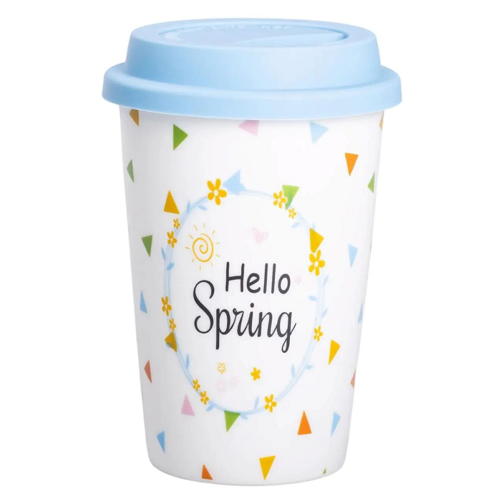 Liling Rongxiang Ceramic порцелянаовий стакан із силіконовою кришкою та отвором для трубочки 42 Коломыя - изображение 1