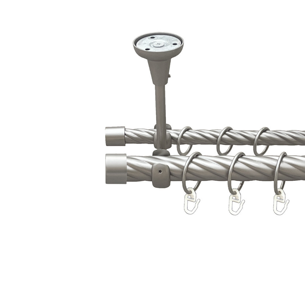 Карниз Orvit Заглушка металевий дворядний відкритий до стелі скручена труба кільце металеве Сатин 25\16 мм 300 Львов - изображение 1