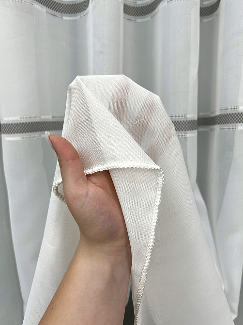 Тюль VR-Textil 2081т Мережка Льон Молочний з сірим 400х270 см (42-1294) Київ - фото 4