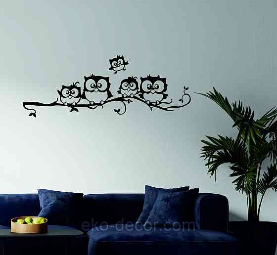 Декоративное настенное Панно «Совушки», Декор на стену 70*18 см, Черный Киев