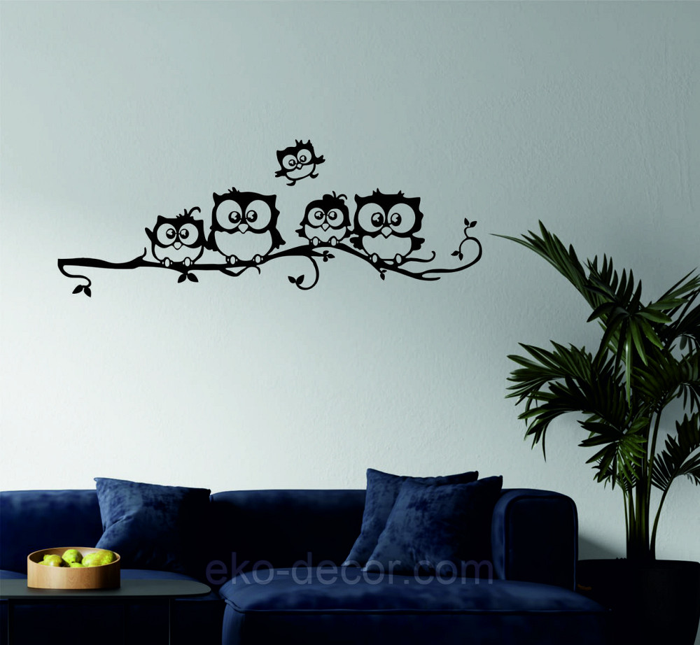 Декоративное настенное Панно «Совушки», Декор на стену 70*18 см, Черный Киев - изображение 2