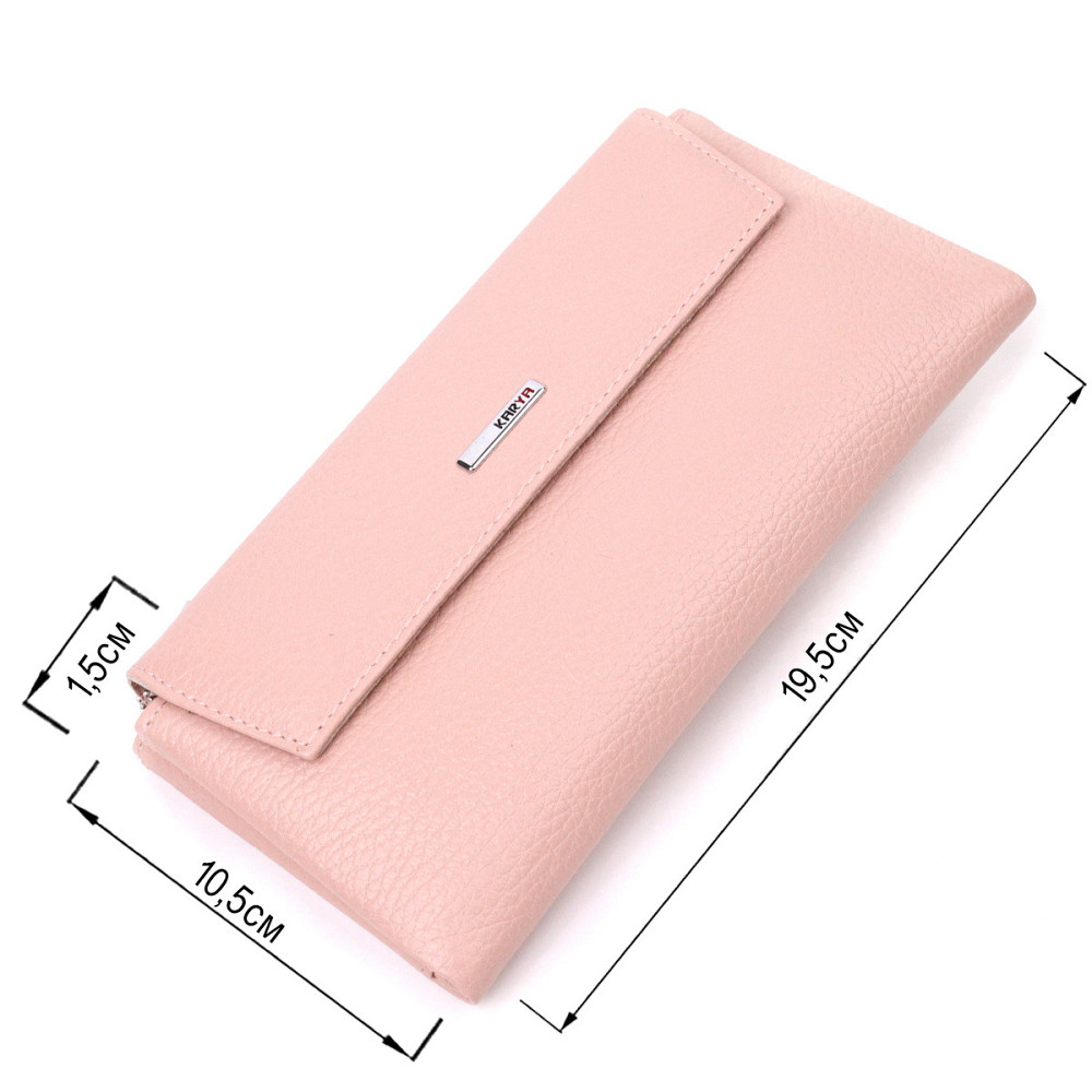 Вместительный женский кошелек из натуральной кожи KARYA 21358 Розовый Киев - изображение 9