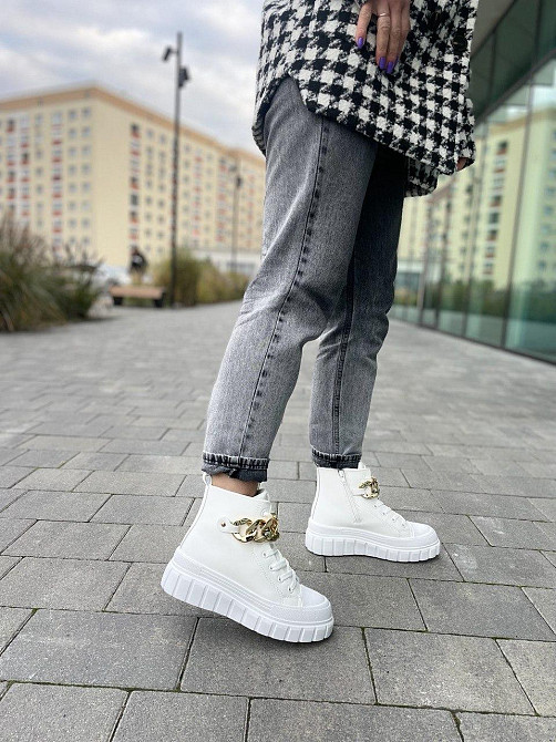 Кеды женские белые эко-кожа размер 37-41 (4759) Коломия - фото 7