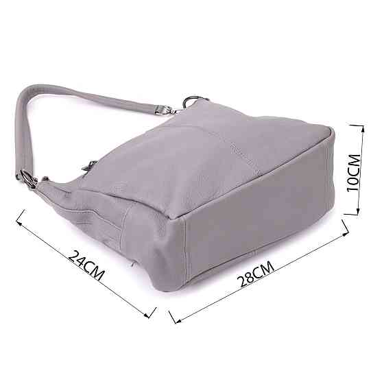 Удобная женская сумка с двумя ремешками из натуральной кожи Vintage 23054 Серый Киев