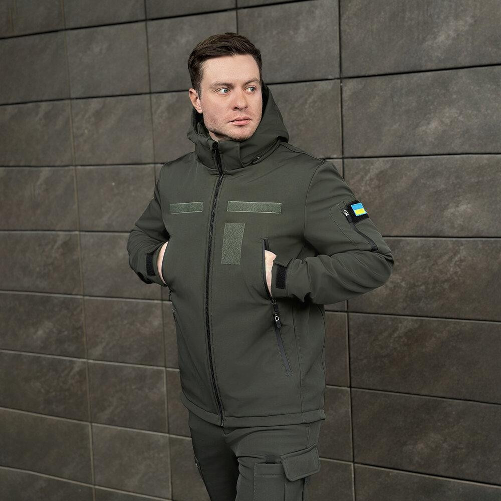 Мужская хаки куртка софтшелл демисезонная Pobedov Motive с липучками Киев - изображение 5