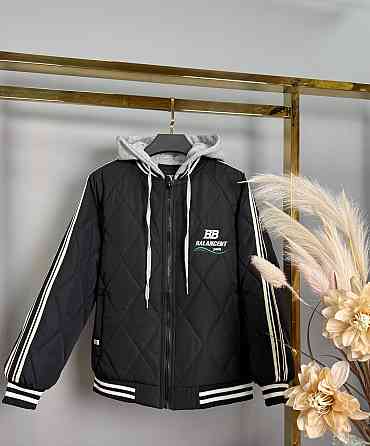 Куртка бомбер черный для мальчика подростка с лампасами 164 Николаев