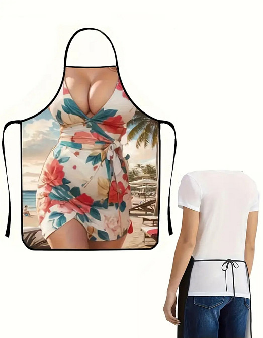 Фартух прикольний дівчина в сукні з квітками 80 на 60 см різнобарвний Київ - фото 4